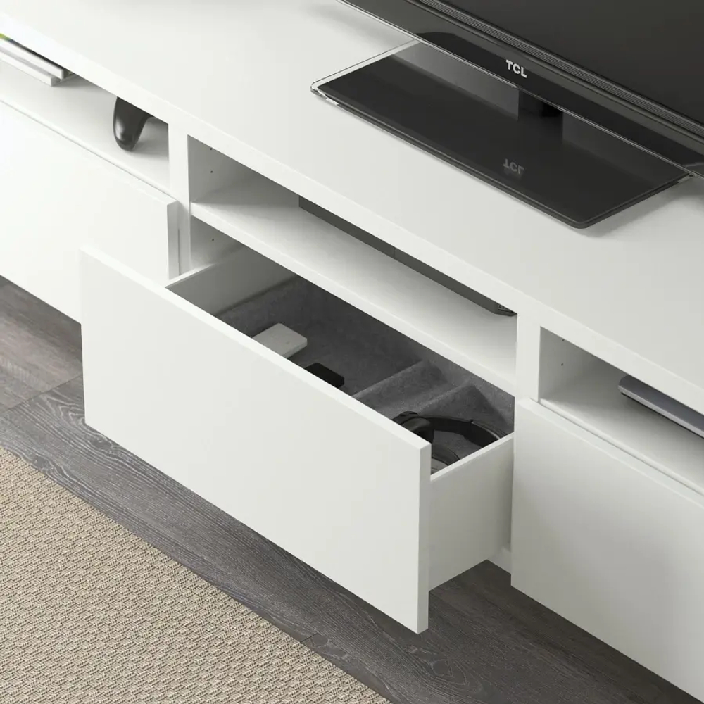 Комплект мебели д/гостиной  - IKEA BESTÅ/BESTA LACK, 195x42x300см, белый, БЕСТО ЛАКК ИКЕА