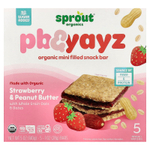 Sprout Organics, PB & Yayz, органические мини-батончики с начинкой, для детей от 2 лет, клубника и арахисовая паста, 5 батончиков по 28 г (1 унция)