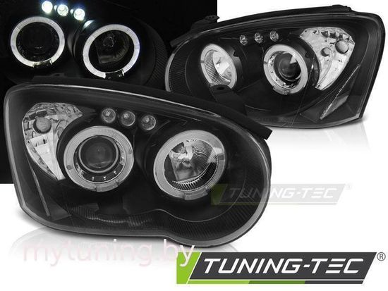 Передние фары angel eyes black для Subaru Impreza II GD 03-05