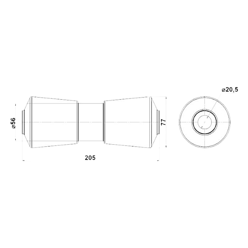 Подкильный Ролик C11319BT-20  200мм D77мм d20мм Черный ТМ