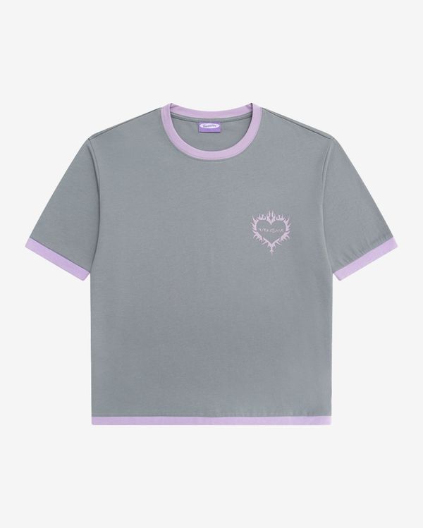 Футболка Love серая / пурпурная - фото 1