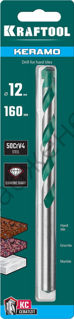 KRAFTOOL KERAMO 12 х 160 мм cверло по керамограниту с твердосплавной пластиной