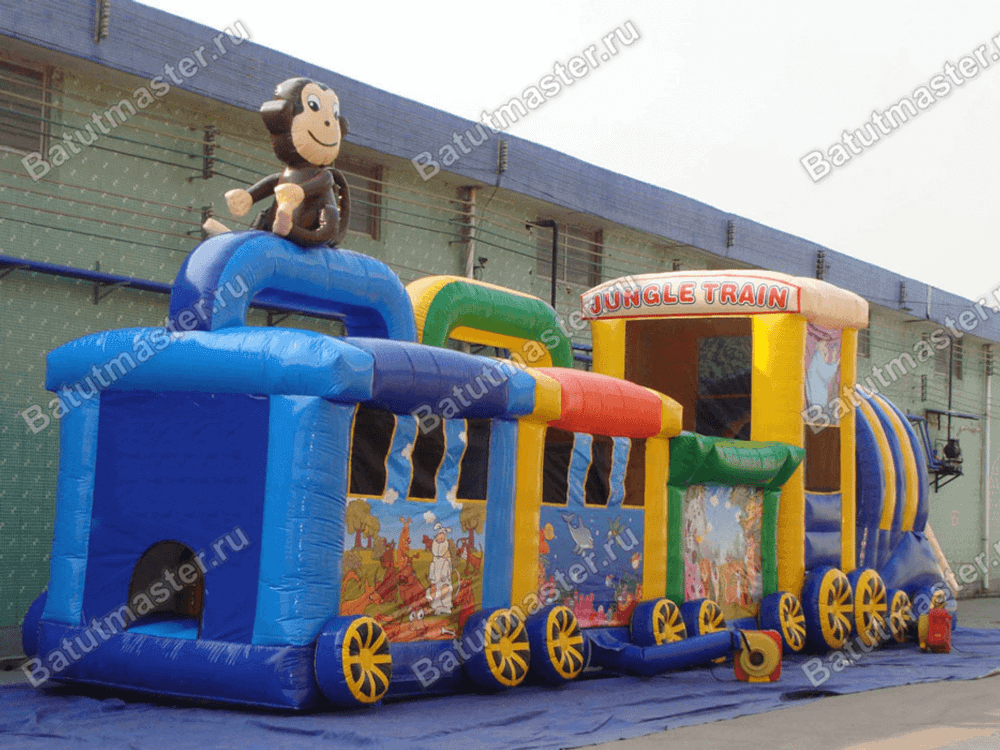 Надувная спортивная полоса препятствий "Веселый паровоз"