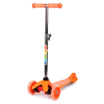 Самокат трехколесный, колеса PVC со светом 110мм, голубой, размер 52х10,5см, ручка металл.съемная