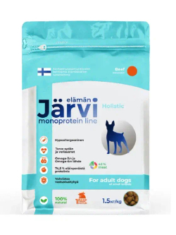 Jarvi сухой монопротеиновый полнорационный корм для взрослых собак мелких пород,говядина, 1,5кг.