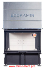 Каминная топка Экокамин ДЕЛЬТА 800 три стекла принтинг