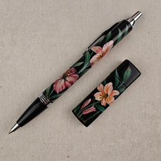 Набор "Лилии" флешка и ручка Parker с ручной росписью Палех в футляре