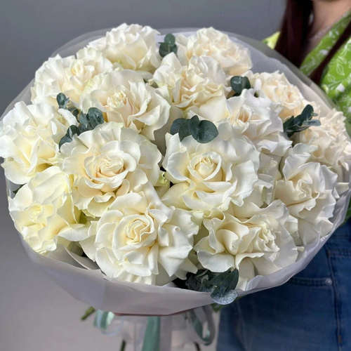 Букет белые розы французские 15