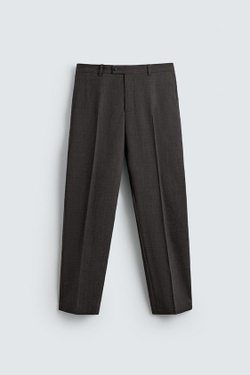 ZARA КОСТЮМНЫЕ БРЮКИ ИЗ 100% ШЕРСТИ — LIMITED EDITION, ТЕМНО-КОРИЧНЕВЫЙ