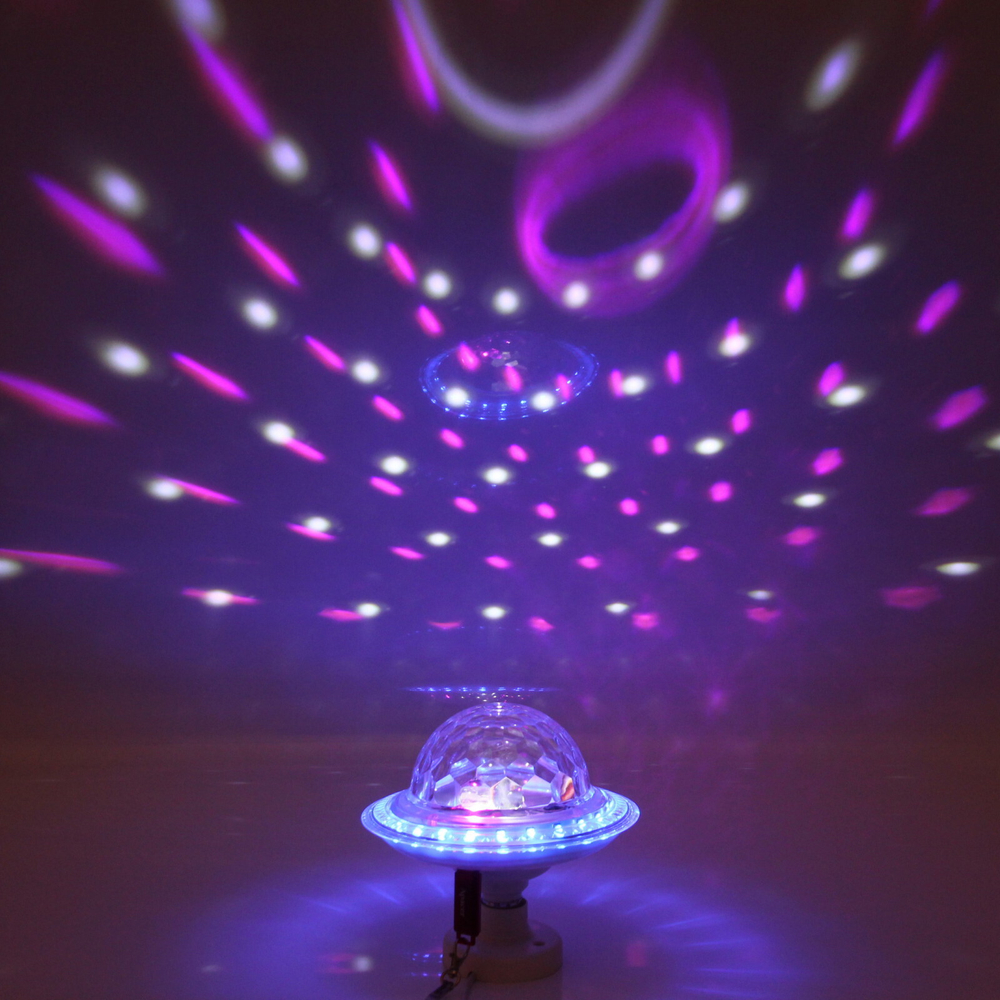 Диско-лампа светодиодная «Калейдоскоп красок», цоколь Е 27, Bluetooth, МР3, USB с удлинителем (220V)