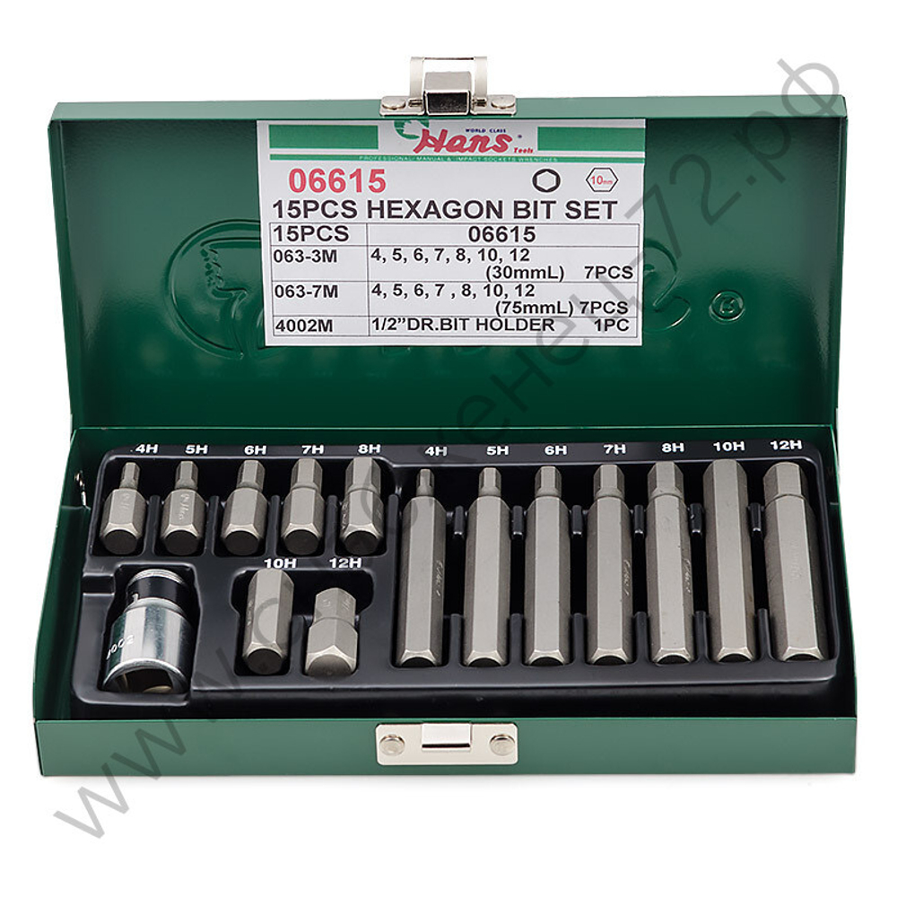 Набор шестигранных бит для шуруповерта Hans, 06615