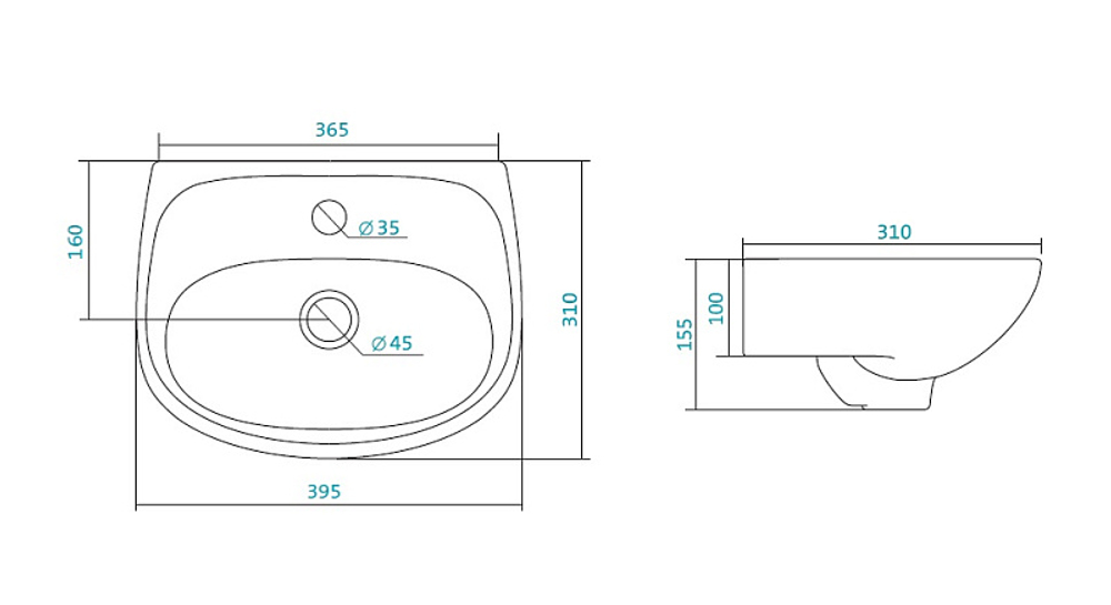 Раковина Santek "Анимо -40", белая (1.WH11.0.490)