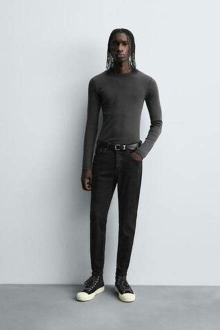ZARA УКОРОЧЕННЫЕ ДЖИНСЫ SKINNY, ЧЕРНЫЙ