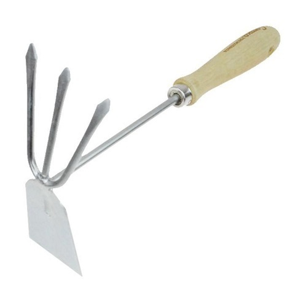 Мотыжка Комбинированная 3-х зубые грабли с лопаткой с дер черенком `Урожайная сотка` Эко 40294