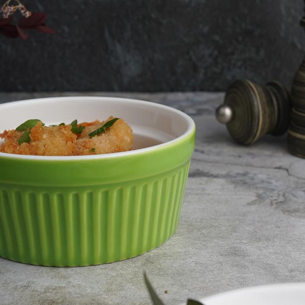 Салатник соусник для подачи 400 мл d 12 см h5,5 см круглый зеленый Рамекин фарфор P.L. [6]