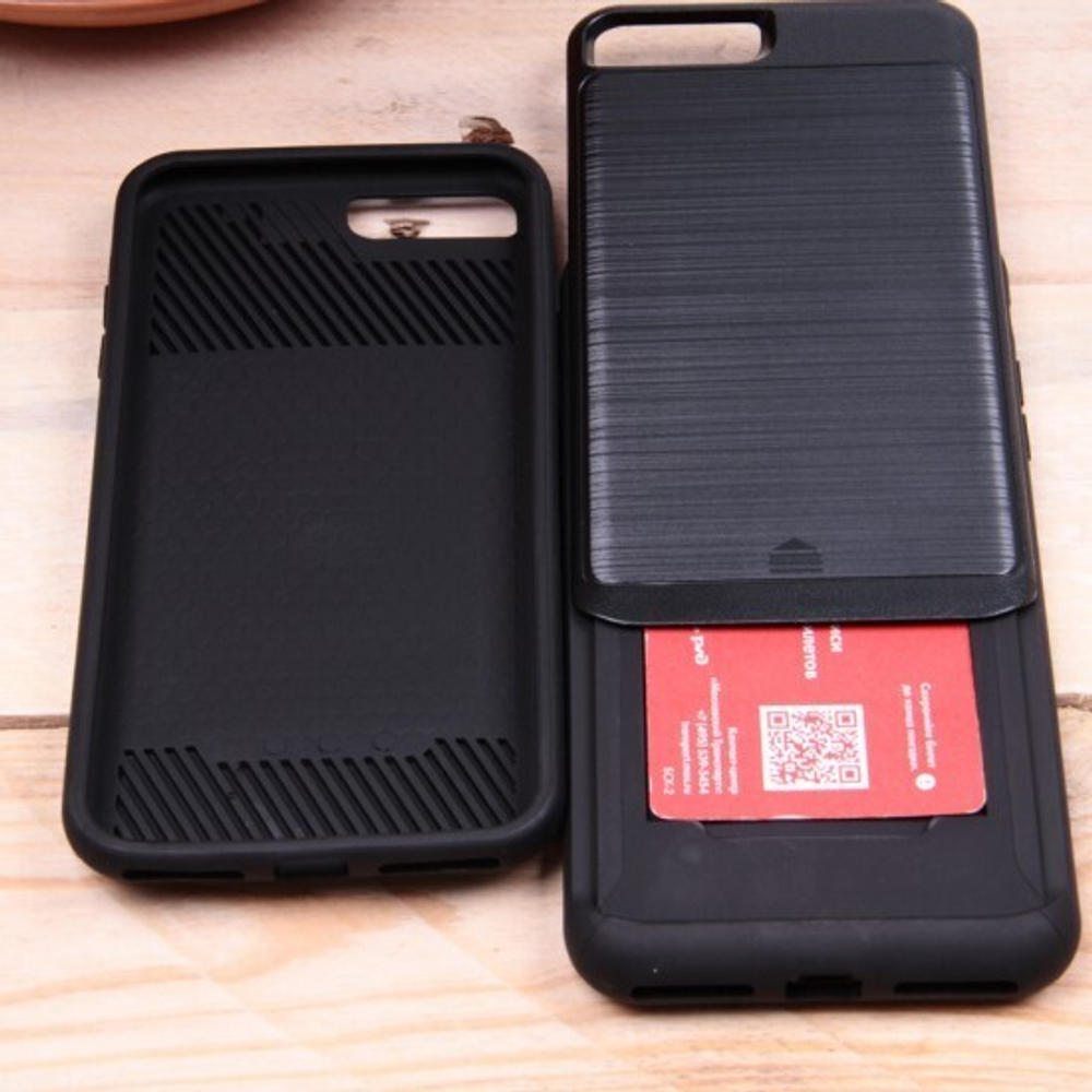 Чехол с вырезами под пластиковые карты для iPhone 7 Plus, 009809 Серебристый