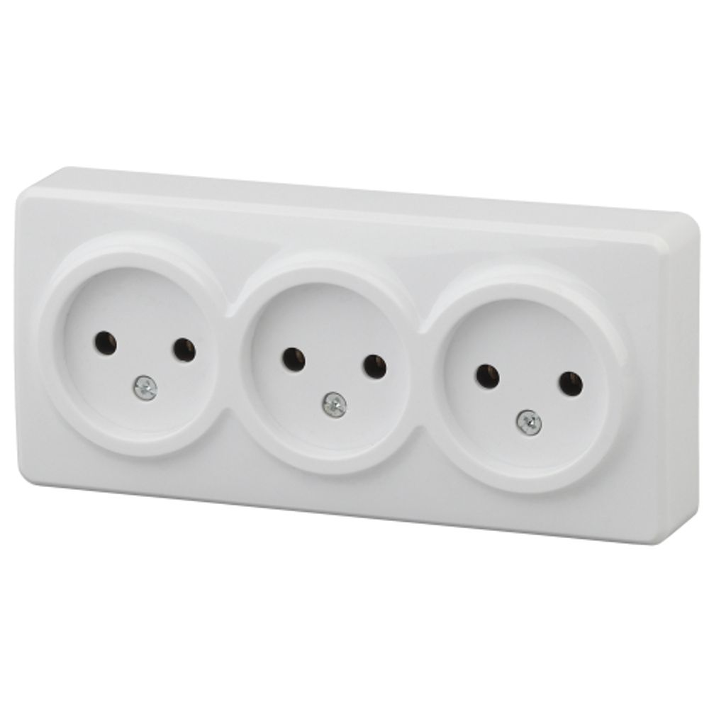 Розетка ЭРА Эксперт 11-2207-01 тройная 3х2P 16A-250В IP20 ОУ горизонт. белый | Эра Эксперт
