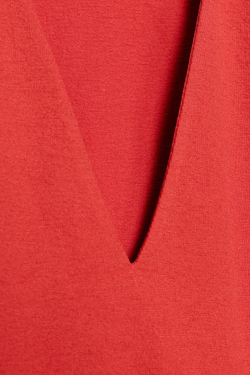 ZARA ФУТБОЛКА В СТИЛЕ РУСТИК С V-ОБРАЗНЫМ ВЫРЕЗОМ, КОРАЛЛОВЫЙ