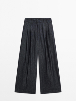 Massimo Dutti Джинсы с высокой посадкой и широкими штанинами, темно-серый