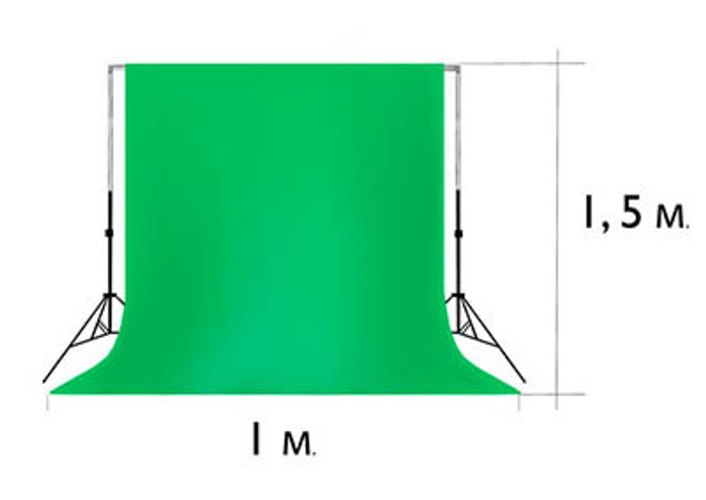 Фон тканевый Gozhy G-002 1,5x1m Хромакей (зелёный)