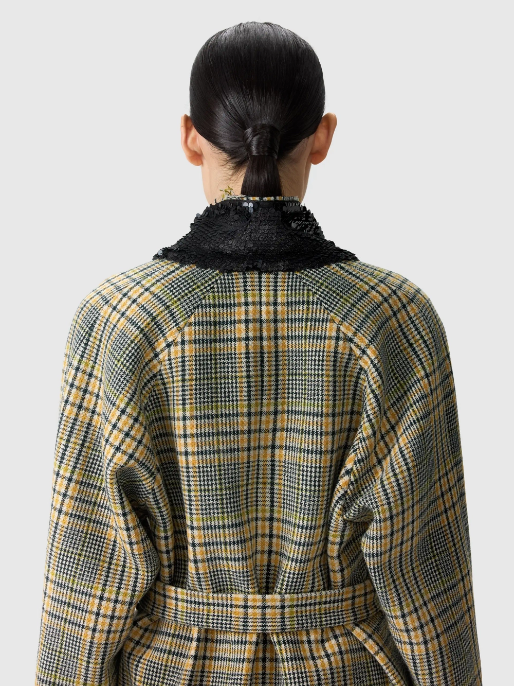 Пальто-халат с воротником из пайеток OLA OLA