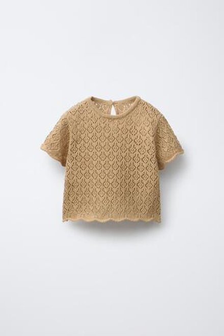 ZARA ТОП АЖУРНОЙ ВЯЗКИ, ОХРА