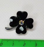 Брошь. Брошка. Клевер-четырехлистник — символ удачи. Цвет черный