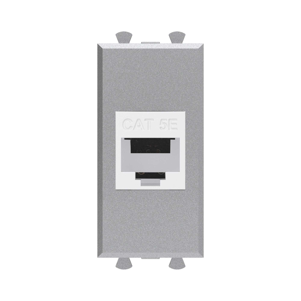 Компьютерная розетка RJ-45 без шторки модульная, кат.5е, "Avanti", "Закаленная сталь", 1 модуль