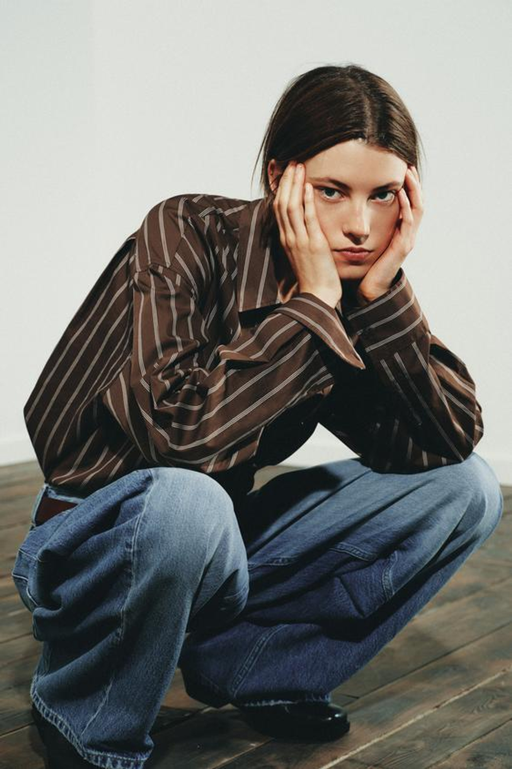 ZARA ДЖИНСЫ OVERSIZE TRF СО СРЕДНЕЙ ПОСАДКОЙ, СИНИЙ