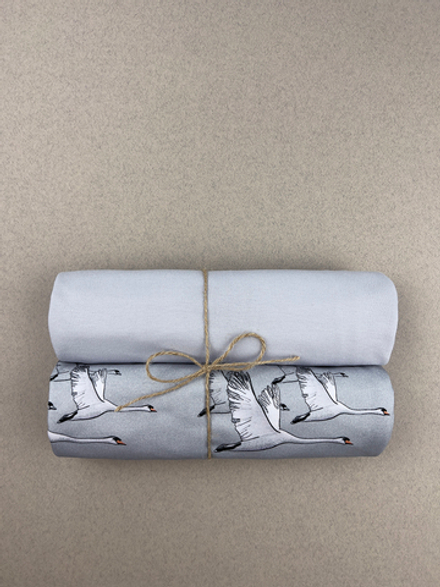 Сет из 2-х пеленок LooJoo Журавли / Серый шелк