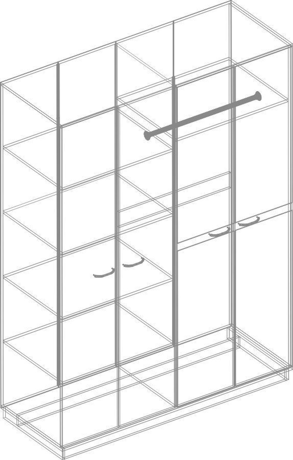 Шкаф четырехстворчатый "Жасмин" (дуб баррик/белый лофт), ЛДСП/МДФ, Велес