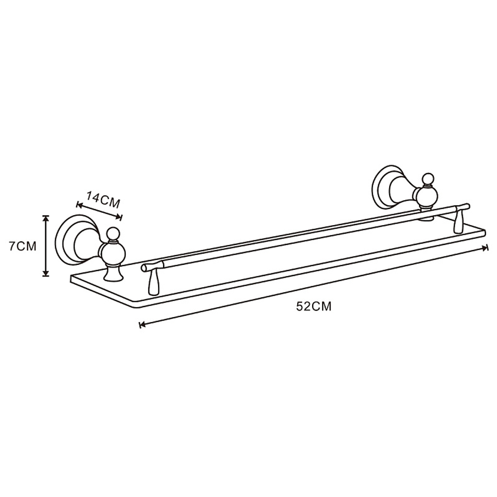 Полка Azario ELVIA стеклянная 52 см, золото (AZ-91103G)