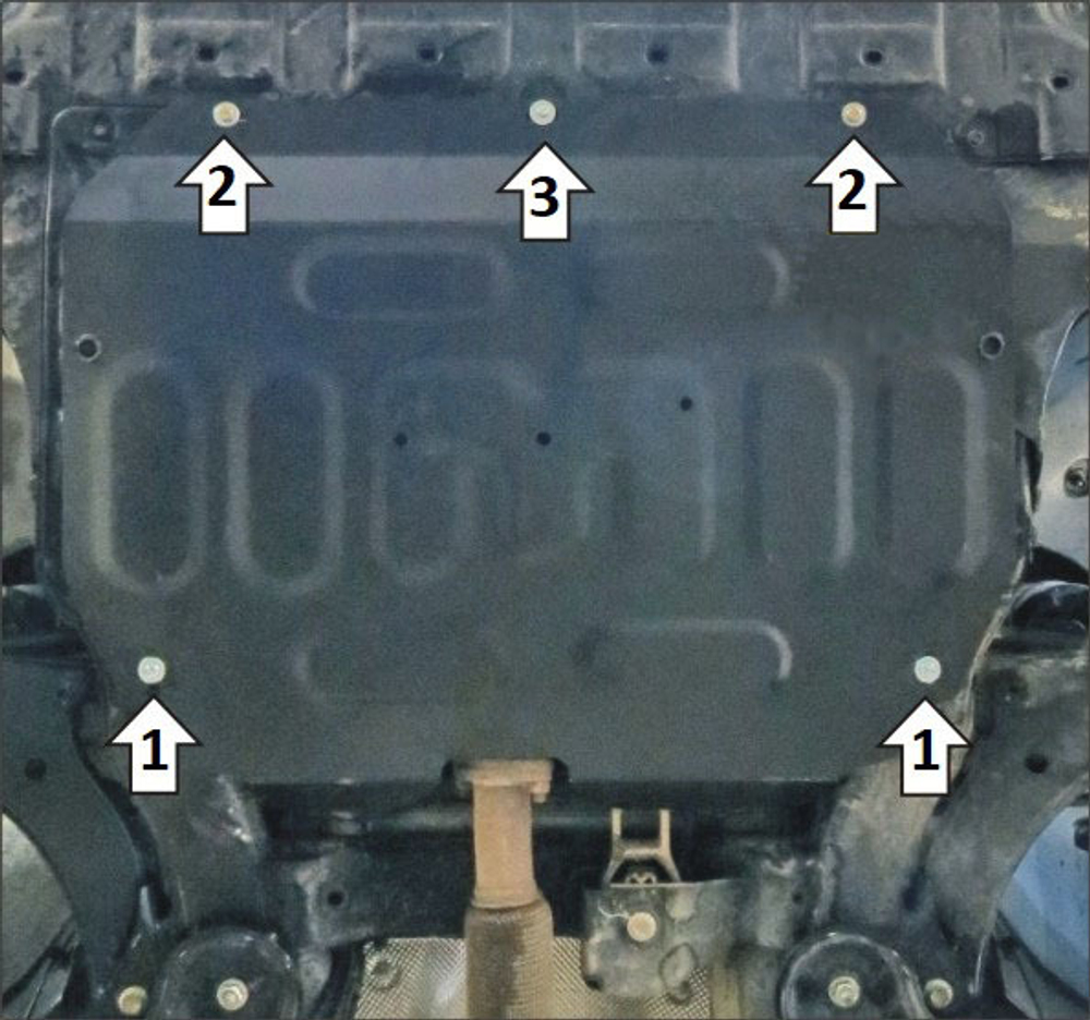 Стандартная защита Motodor картера Двигателя, КПП. 1,5 мм, Сталь. для Jac J7 2020-н.в. арт.58301