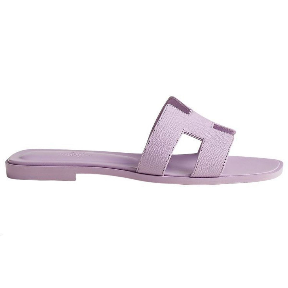 Hermes Oran calfskin one-word fashion sandals women's pink, H202272Z 3D