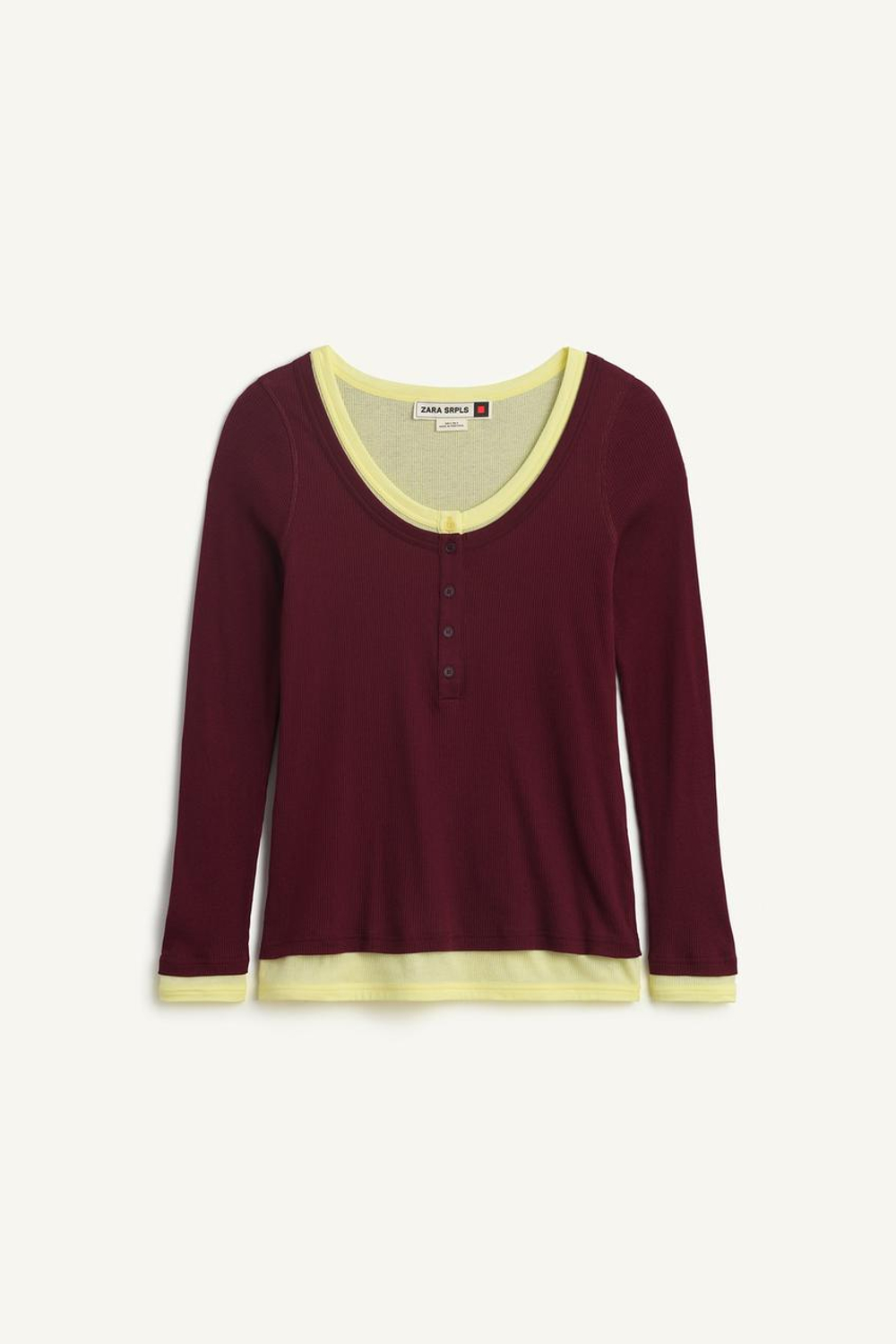 ZARA ФУТБОЛКА С КРУГЛЫМ ВЫРЕЗОМ, ВИННЫЙ