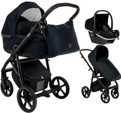 Детская коляска Roan Esso 2025 3 в 1 с автокреслом Tutis Elo Black ESS111/1 Caviar/Black