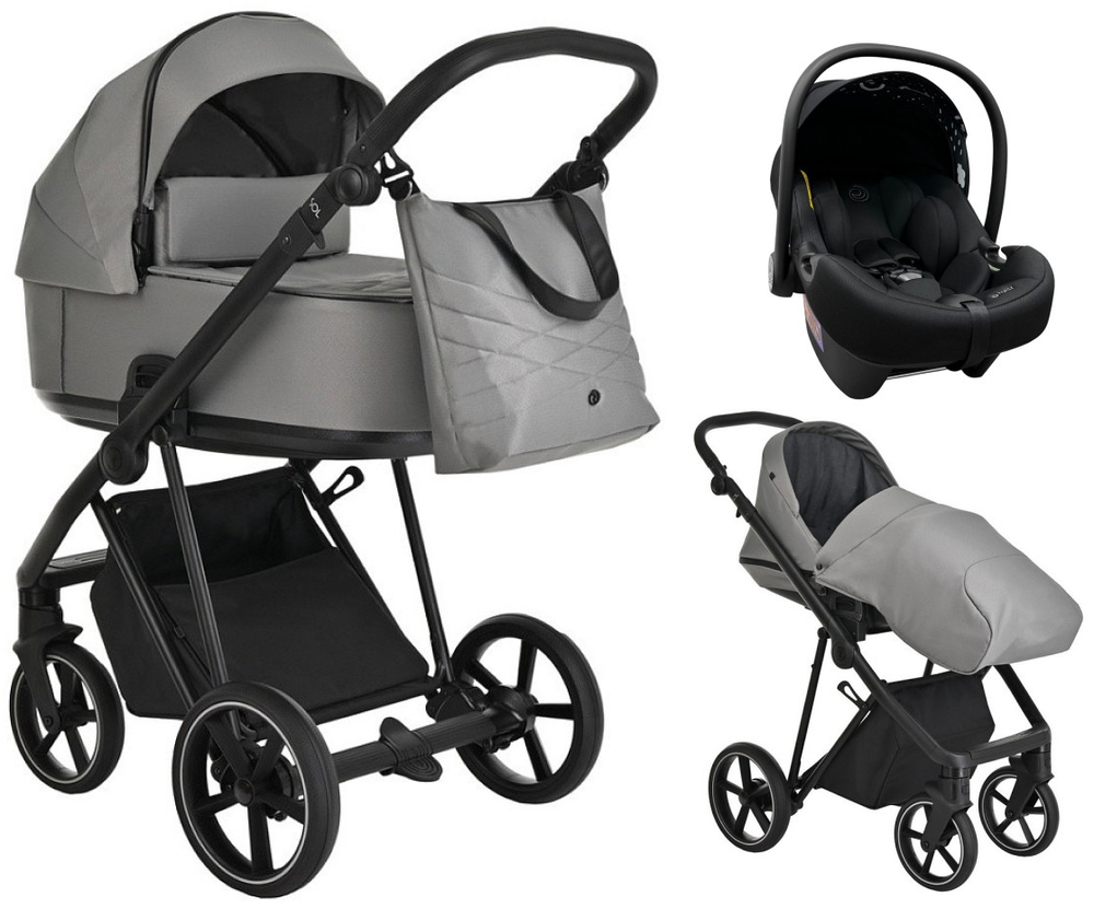 Детская коляска Roan Sol 3 в 1 с автокреслом Tutis Elo Lux EduSky Black RSL/1011 Cloud Grey