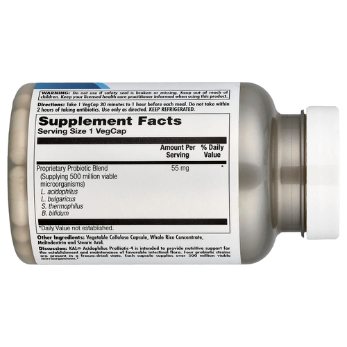 KAL, Ацидофильный пробиотик-4, 100 растительных капсул