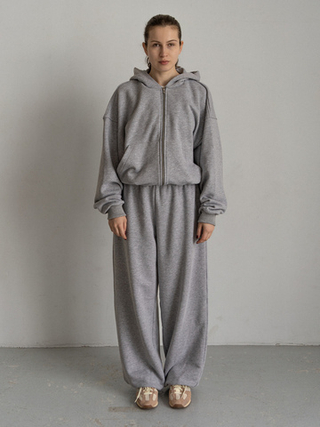 Костюм худи + брюки серый меланж
