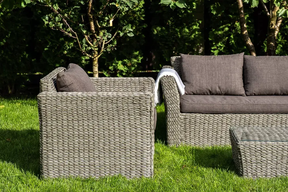 "Капучино" лаунж-зона из искусственного ротанга (гиацинт), цвет серый