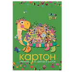 Картон цветной А4 8л. 8цв. в папке "Мультики" 4 вида (Альт)