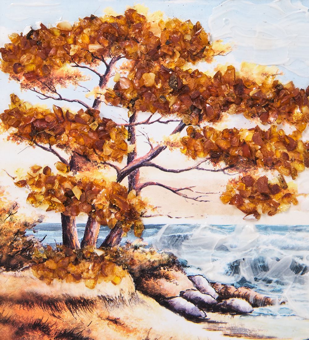 AMB-03/62 Картина «Красота природы» (с янтарной крошкой) H-32см