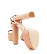 Кожаные босоножки на каблуке Elisabetta Franchi - пудро-розовый(SA17L41E2)