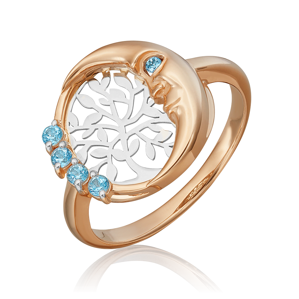 Кольцо «Верный спутник» (пожелание счастья) из комбинированного золота с топазами