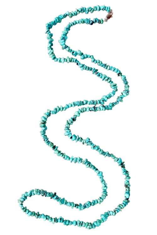 Бусы длинные из натуральной бирюзы