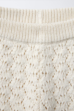 ZARA БРЮКИ FLARE ИЗ КРУЖЕВА КРОШЕ, ЭКРЮ