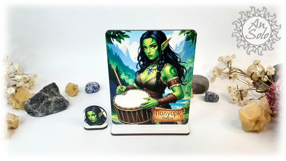 Женский аватар Полуорк Бард для настольных игр, ДНД