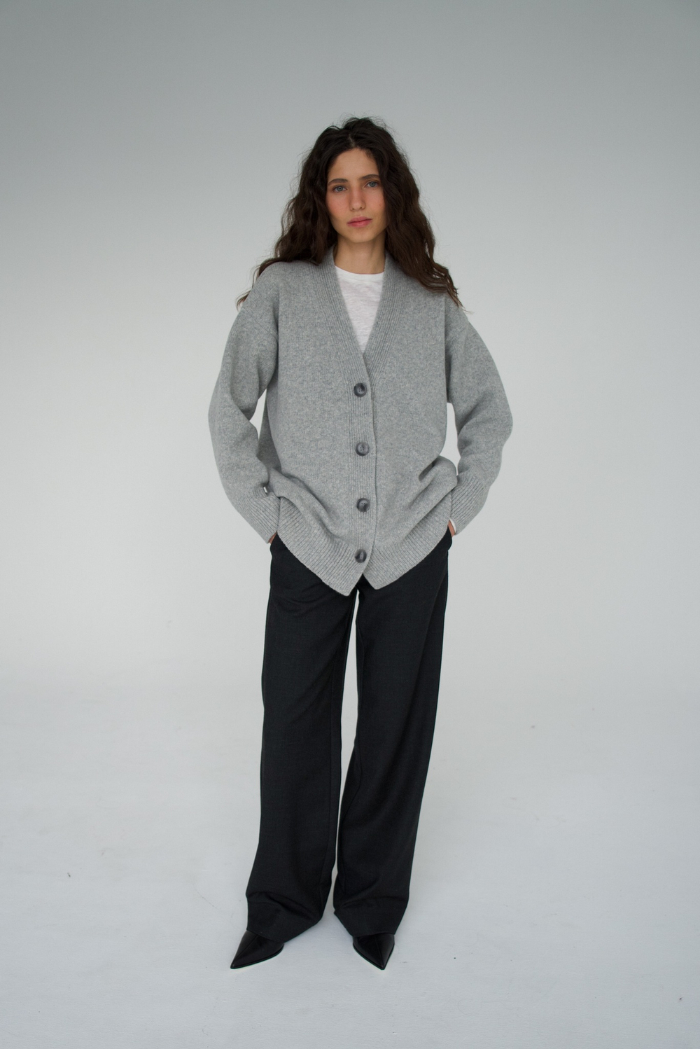 Кардиган удлинённый из шерсти ягнёнка 100%