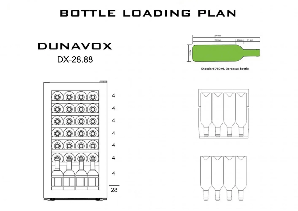 Винный шкаф монотемпературный Dunavox DX-28.88KF
