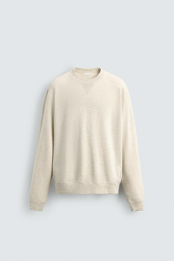 ZARA ТОЛСТОВКА SOFT С КРУГЛЫМ ВЫРЕЗОМ, БЕЖЕВЫЙ МЕЛАНЖ